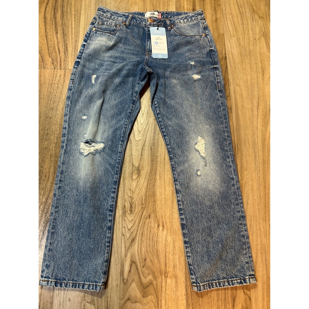 Cabi 6283 Malibu Jean Beach Club Wash Distressed Straight Leg Denim Size 6 NEW